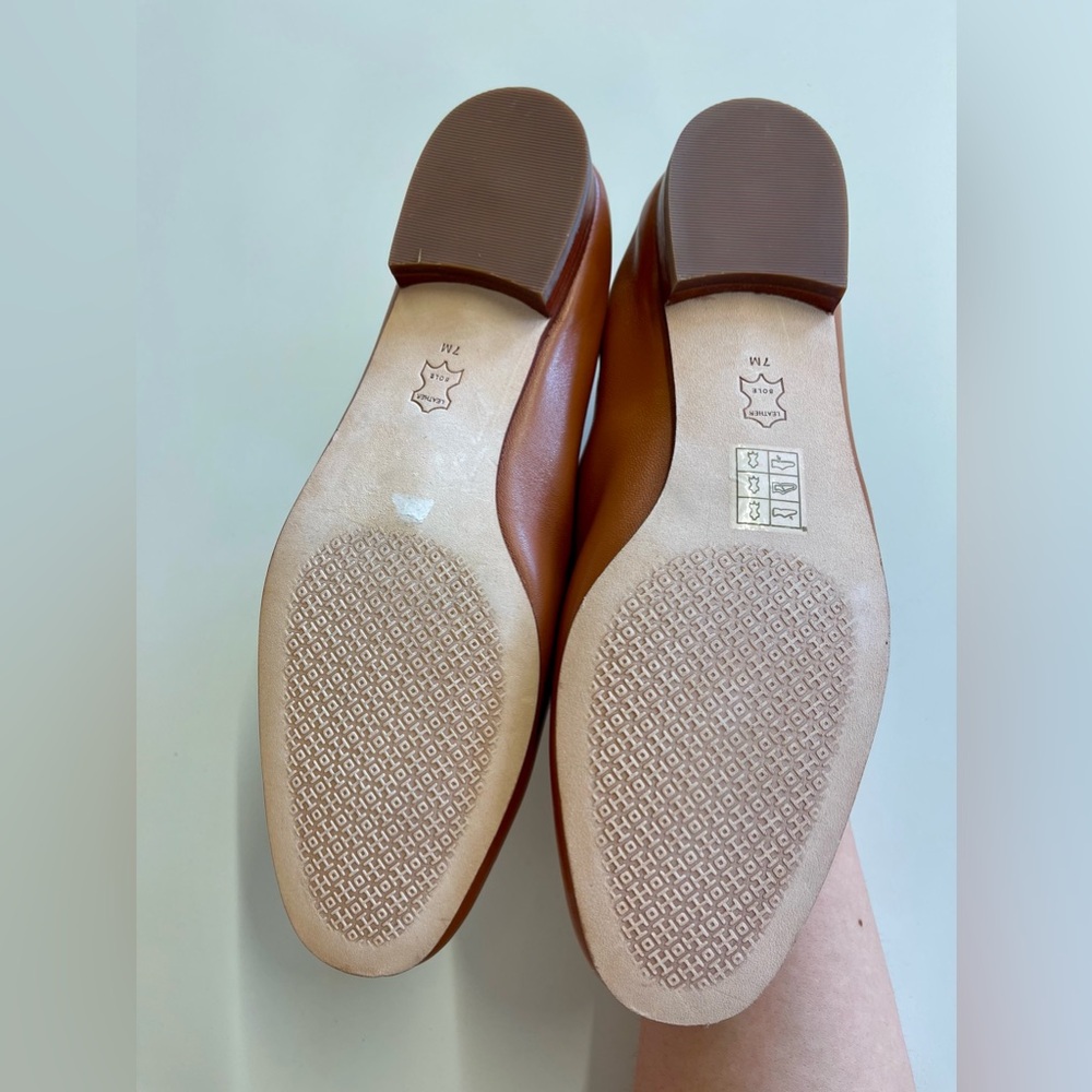 Tory Burch Mini Benton Calf Leather 20mm Charm Loafer in Ambra Tan sz 7 - Picture 6 of 9